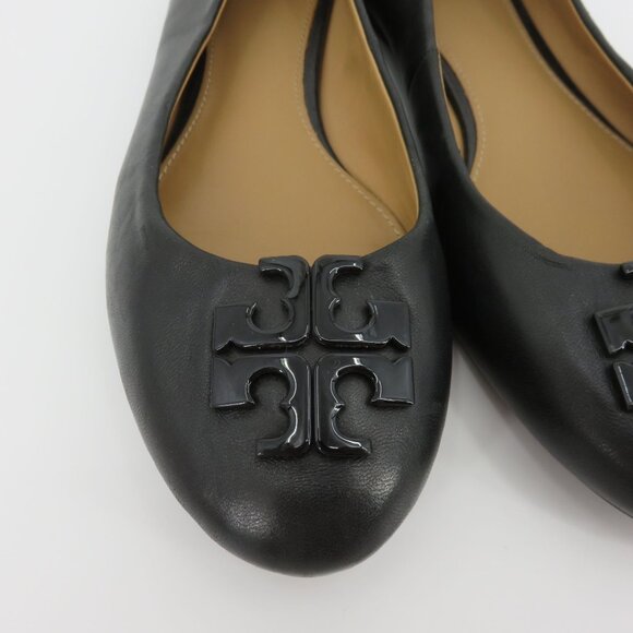 Tory Burch Lowell 2 Women 8 M Black Leather Ballet Flat Slip On Shoes 57778 Logo - Picture 4 of 16
